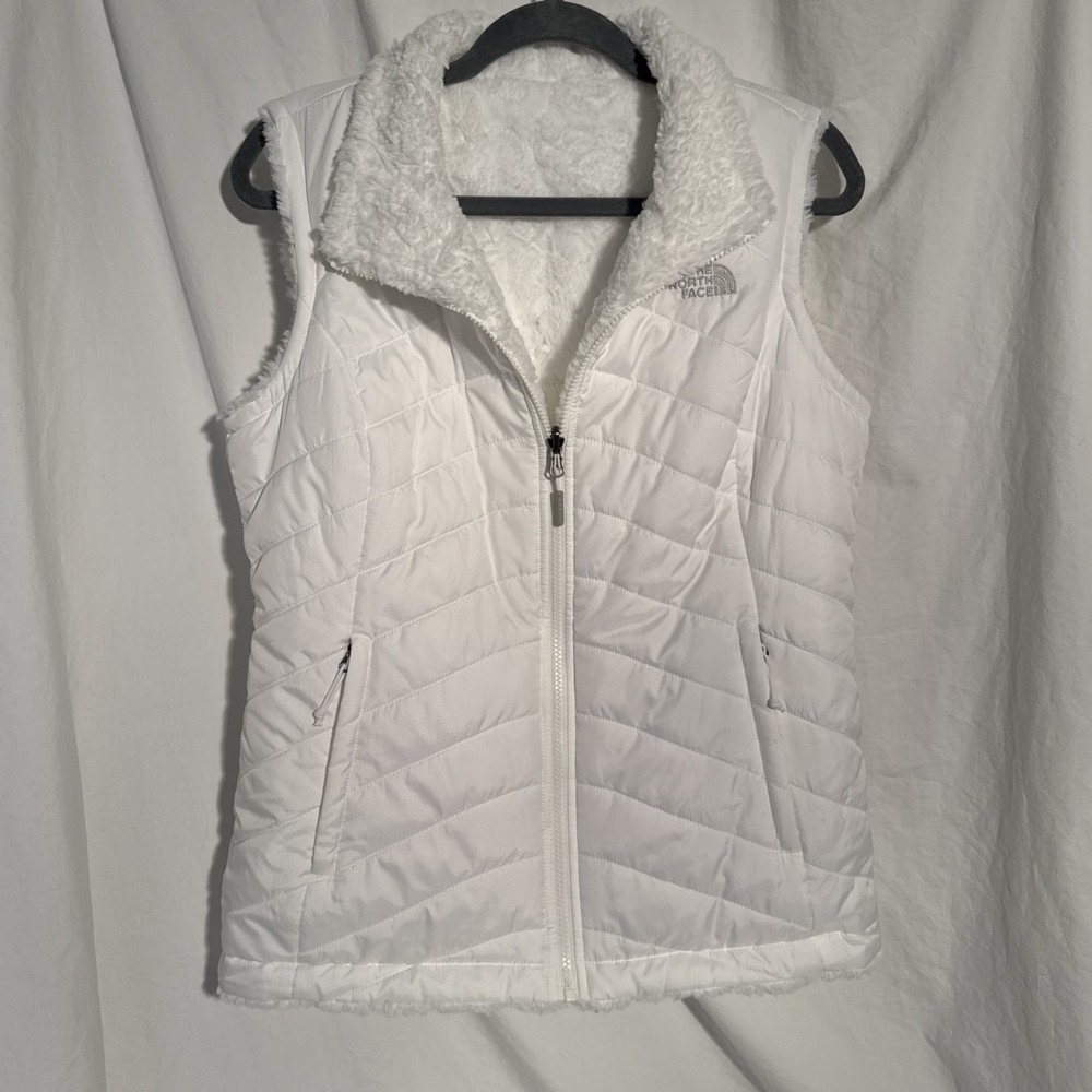 THE NORTH FACE Mossbud Reversible Vest Womens Quilted Fleece Insulated White MED